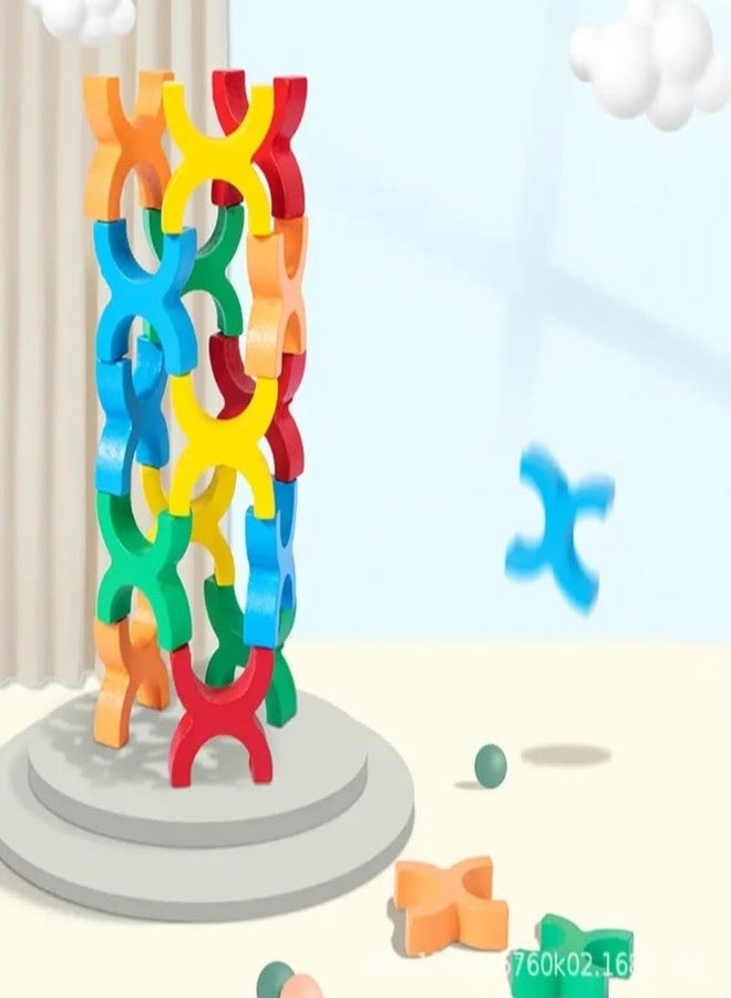 ShinyCharm Wooden Balancing Stacking Toy for Kids | Educational Toys for 3 Year Old & Above | Kids Playing Items Indoor | Creative Play & Motor Skills Development - for Kids - Image 4